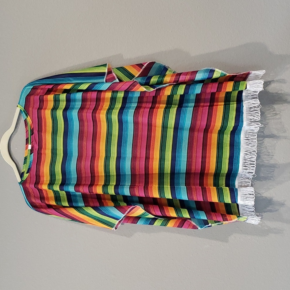 Multi Color Stripe Poncho Costume